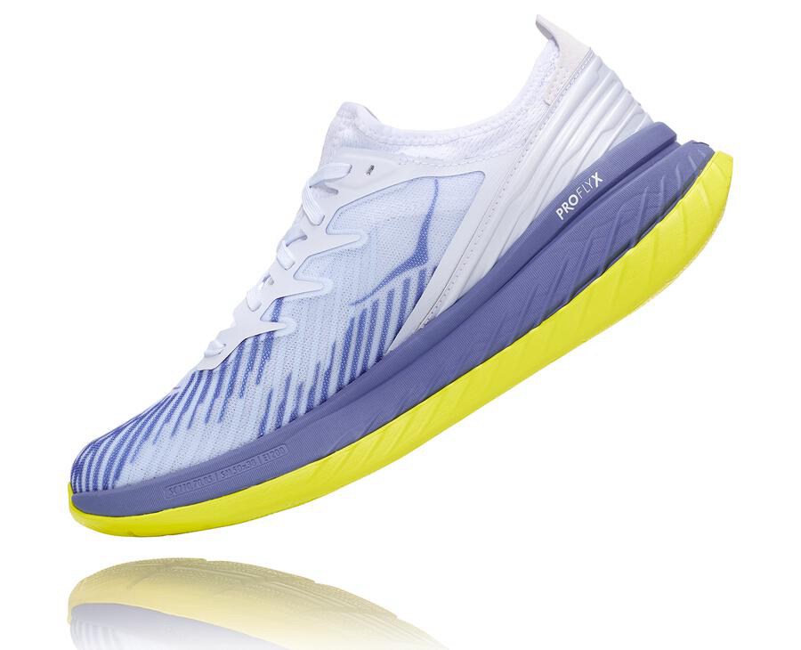 Hoka One One Running Shoes Mens White/Blue - Carbon X-SPE - 49765BYHW